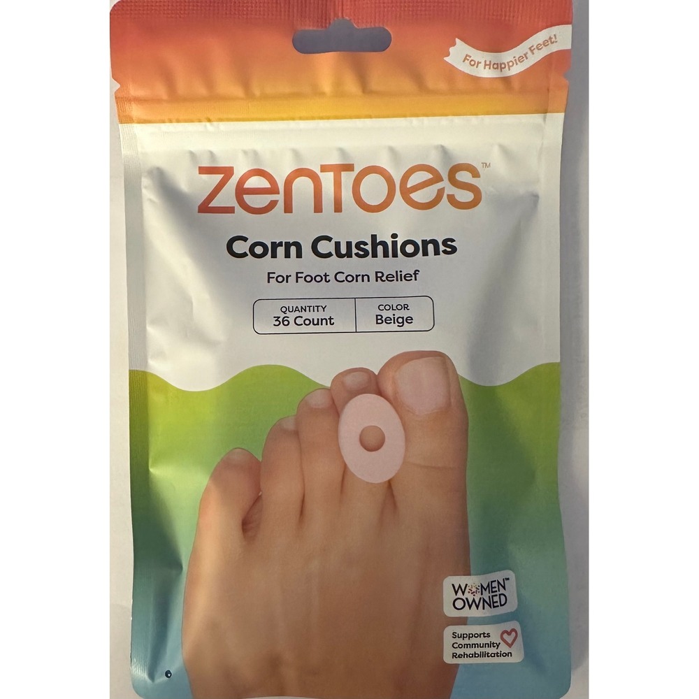 Zentoes Corn Cushions for foot corn relief 36 count color beige water resistant